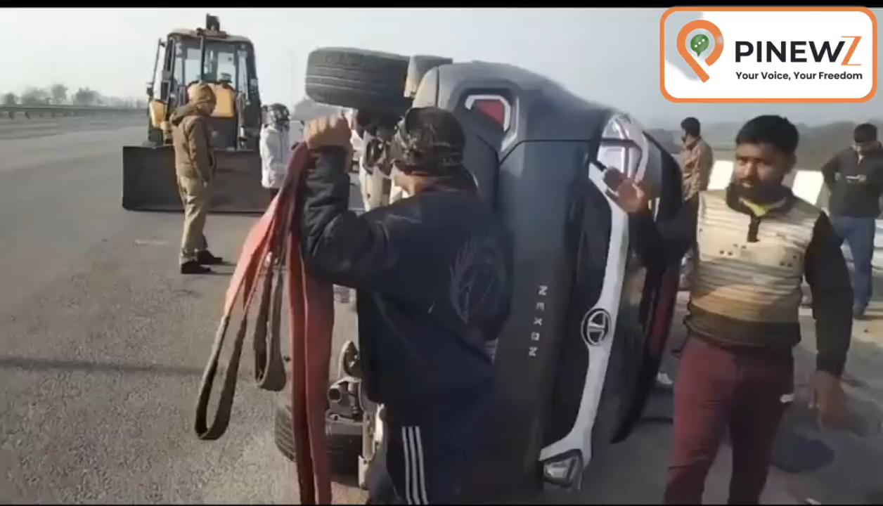 जालौन में बुंदेलखंड एक्सप्रेसवे पर बड़ा सड़क हादसा तेज रफ्तार कार अनियंत्रित होकर डिवाइडर से टकराई, फिर पलटी,