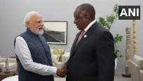 जी-20 शिखर सम्मेलन में पीएम मोदी की साउथ अफ्रीकी राष्ट्रपति से मुलाकात।